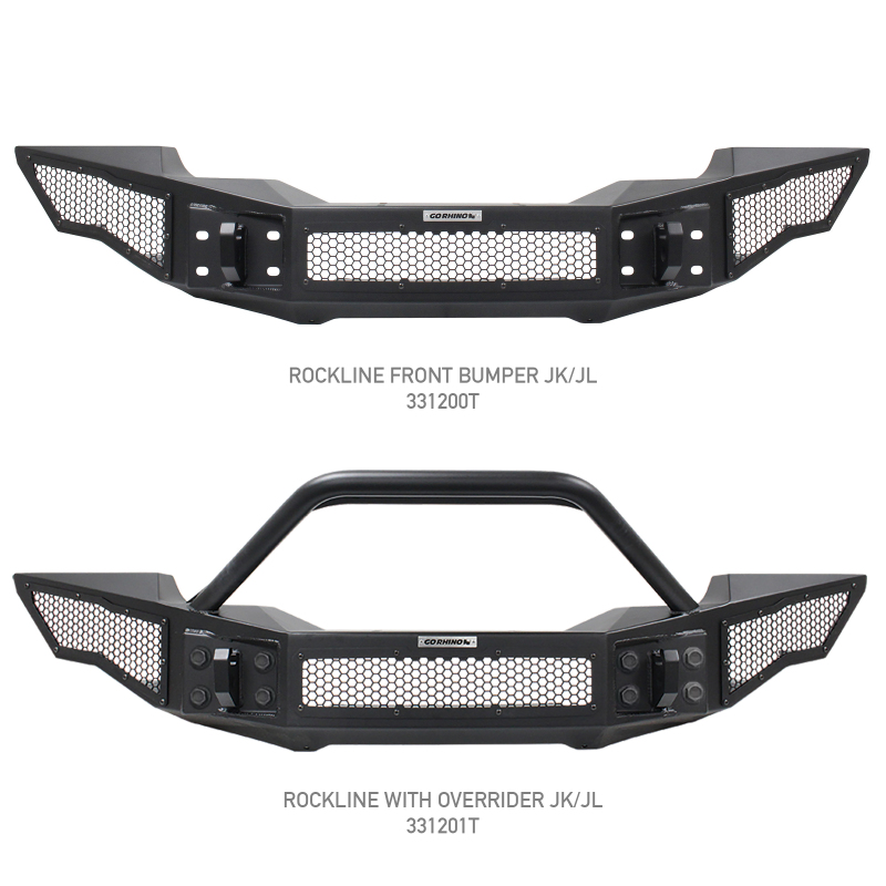 Jeep Wrangler Bumper - Front - Go Rhino - Rockline Full Width, Winch Ready - Textured Black - `07-`20